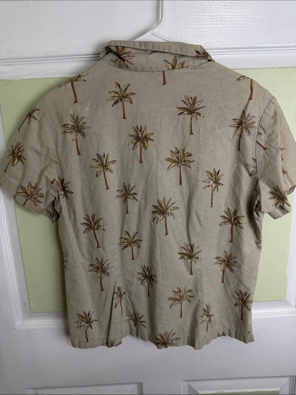 Pendleton Beige Palm-Print Short Sleeve Camp Shirt